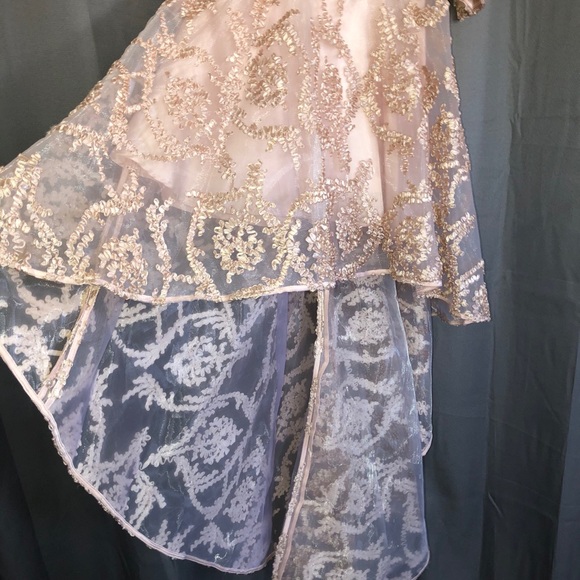 Baby pink high low prom dress - Picture 3 of 7